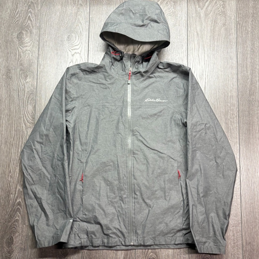 Eddie Bauer Jacket Men S Gray WeatherEdge Light Weight Pocket Hood Windbreaker
